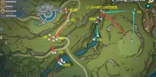 原神须弥地图兽肉速刷路线图