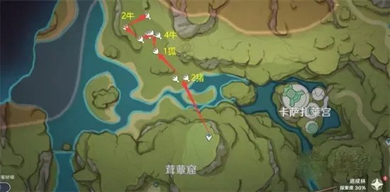 原神须弥地图兽肉速刷路线图