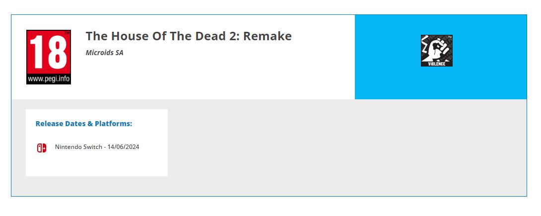 《死亡之屋2：重制版》欧洲获评级