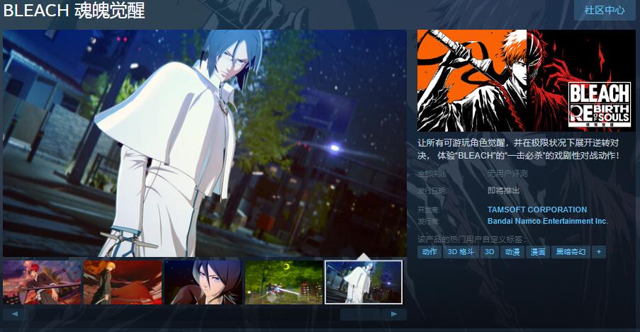 《BLEACH 魂魄觉醒》Steam页面上线